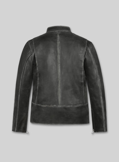 Rubbed Charcoal Mark Wahlberg Daddys Home Leather Jacket