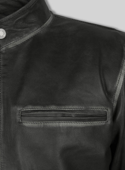Rubbed Charcoal Mark Wahlberg Daddys Home Leather Jacket