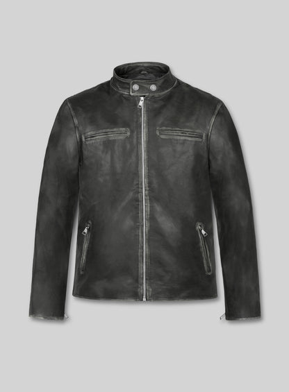 Rubbed Charcoal Mark Wahlberg Daddys Home Leather Jacket