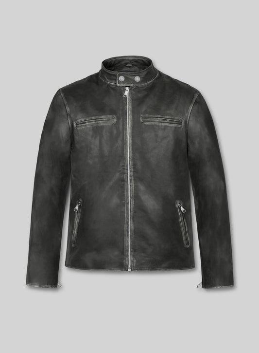 Rubbed Charcoal Mark Wahlberg Daddys Home Leather Jacket