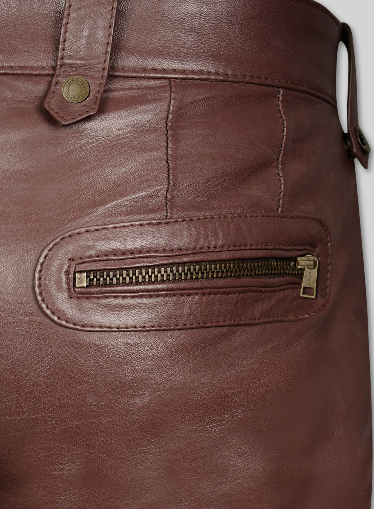 Maroon Washed & Wax Belafonte Lambskin Leather Pants