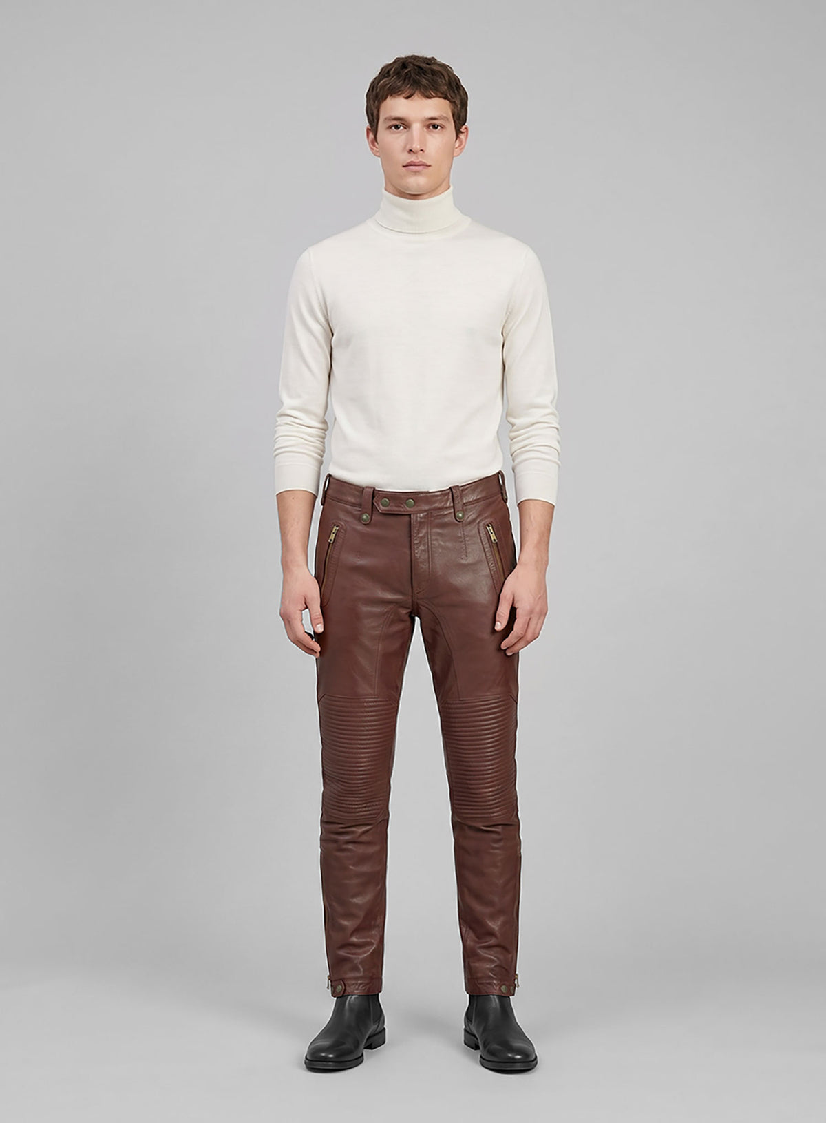 Maroon Washed & Wax Belafonte Lambskin Leather Pants