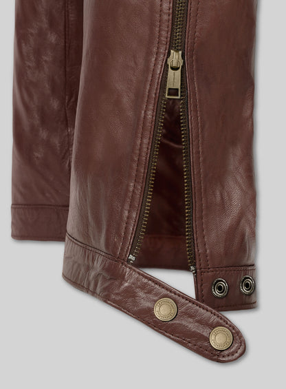 Maroon Washed & Wax Belafonte Lambskin Leather Pants