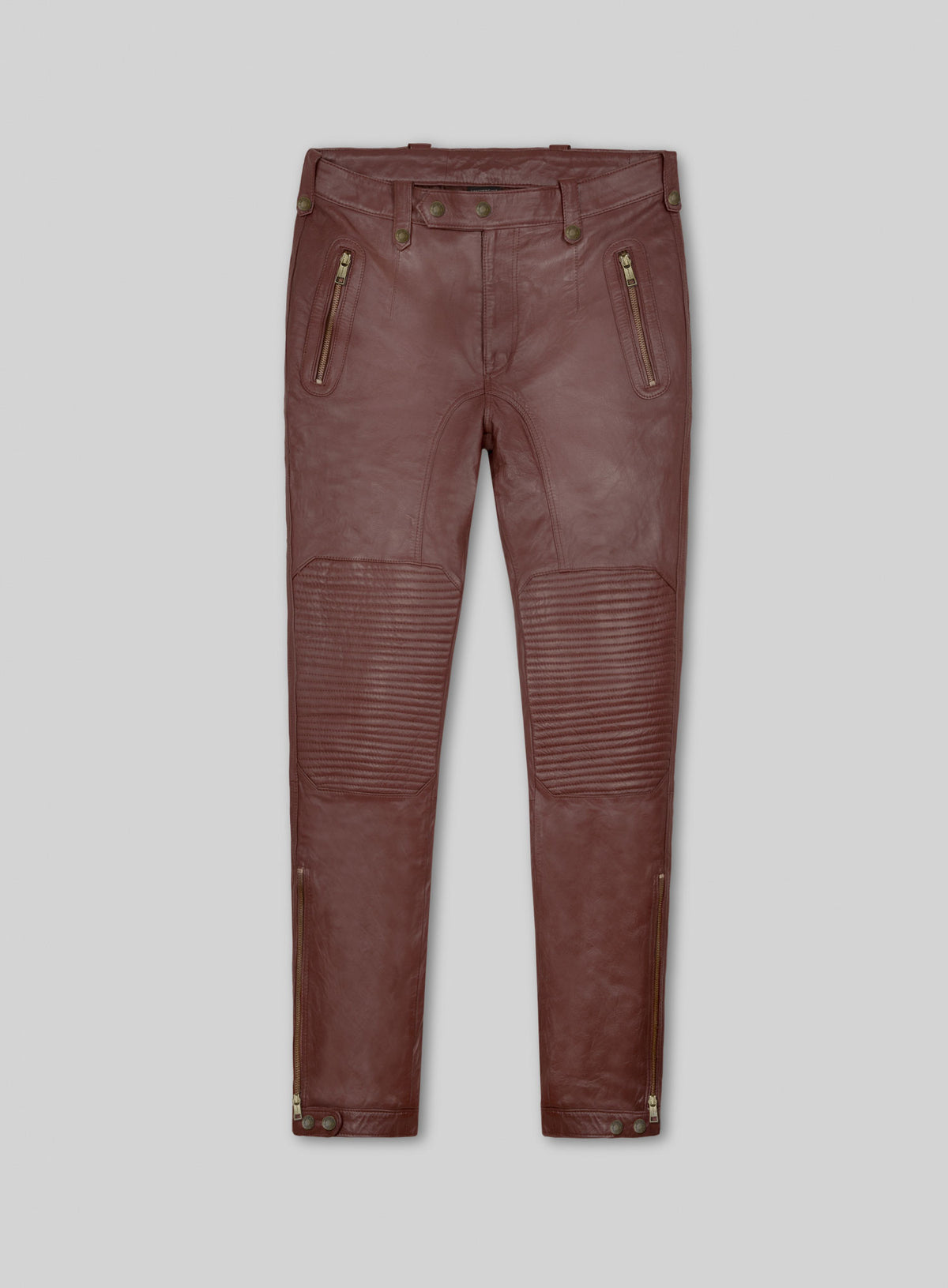 Maroon Washed & Wax Belafonte Lambskin Leather Pants