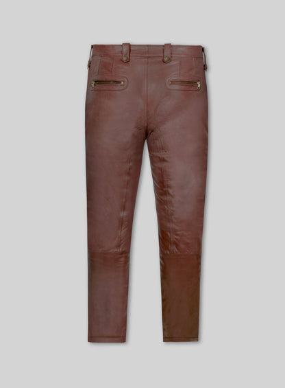 Maroon Washed & Wax Belafonte Lambskin Leather Pants