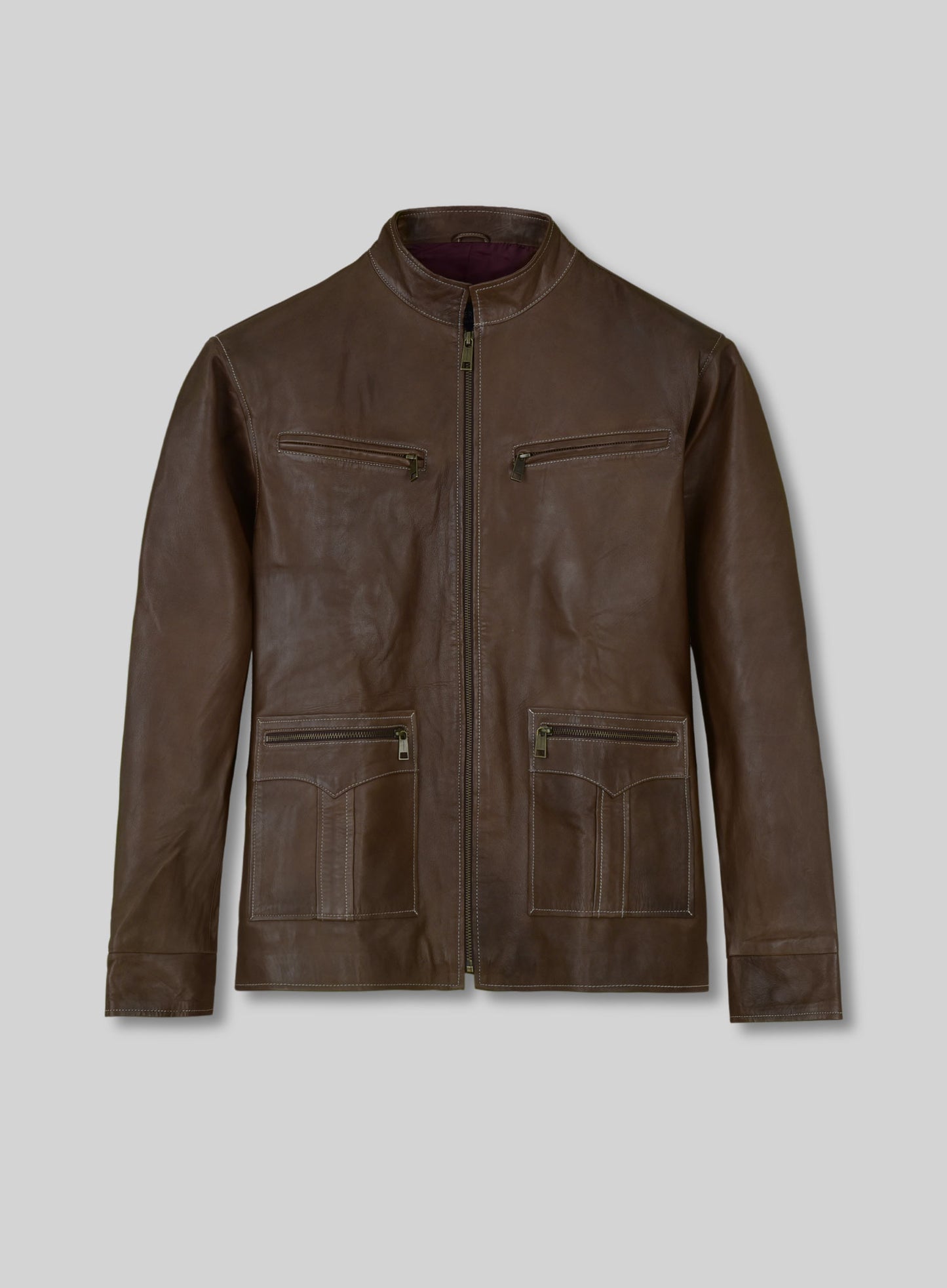 Soft Scottish Brown Washed&Wax Martin Lawrence Leather Jacket #2