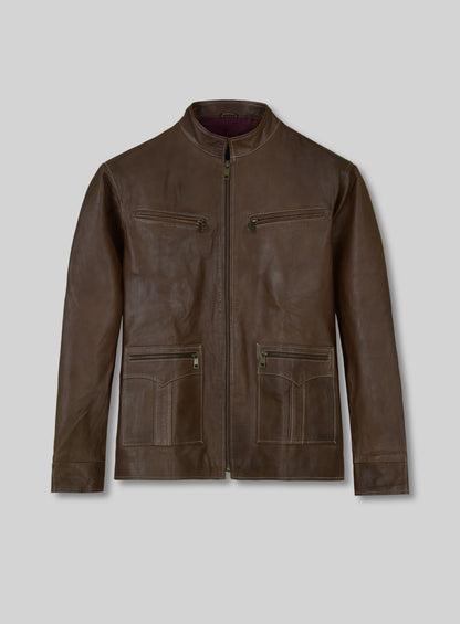 Soft Scottish Brown Washed&Wax Martin Lawrence Leather Jacket #2