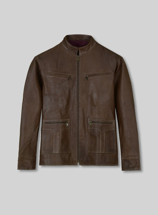 Soft Scottish Brown Washed&Wax Martin Lawrence Leather Jacket #2