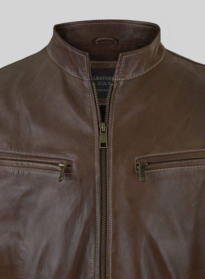 Soft Scottish Brown Washed&Wax Martin Lawrence Leather Jacket #2