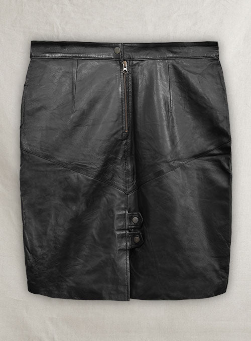 Black Matilda Leather Skirt - # 407 - L Regular - LeatherCult