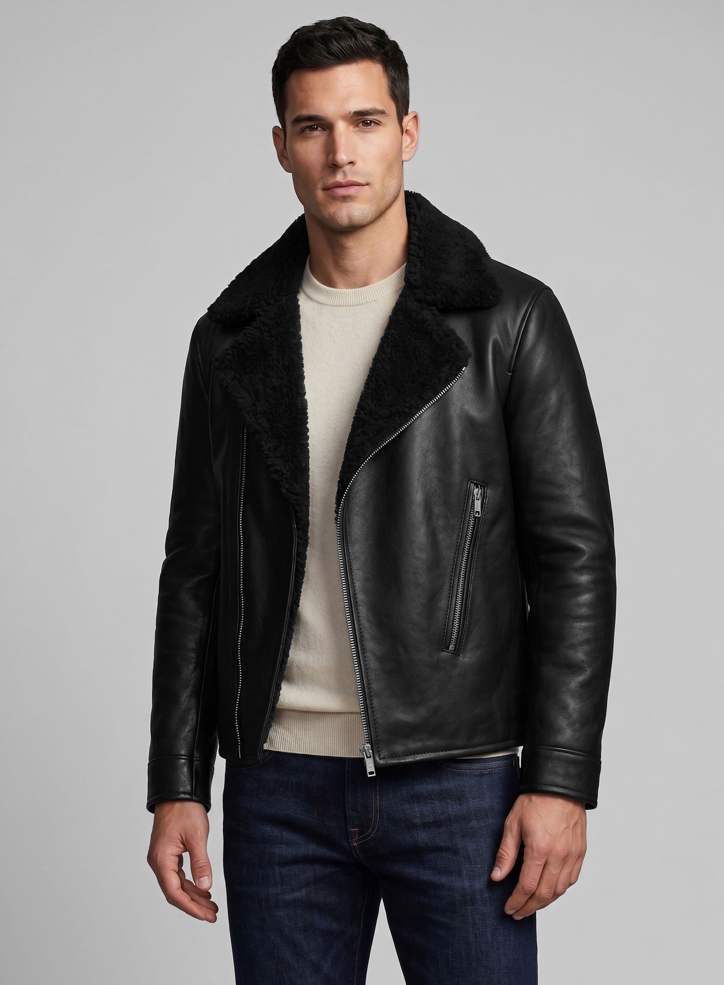 Maverick Sherpa Leather Jacket