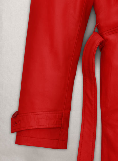Megan Fox Leather Long Coat - LeatherCult