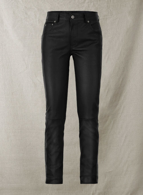 Black Stretch Leather Jeans - LeatherCult