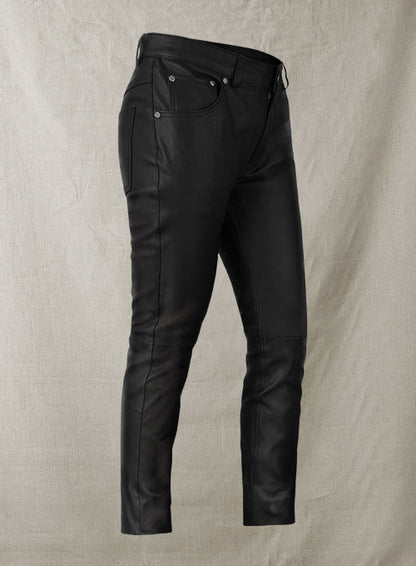 Black Stretch Leather Jeans - LeatherCult