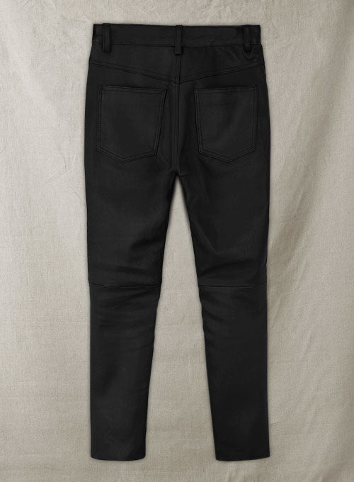 Black Stretch Leather Jeans - LeatherCult