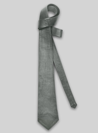 Metallic Lurex Gray Leather Tie