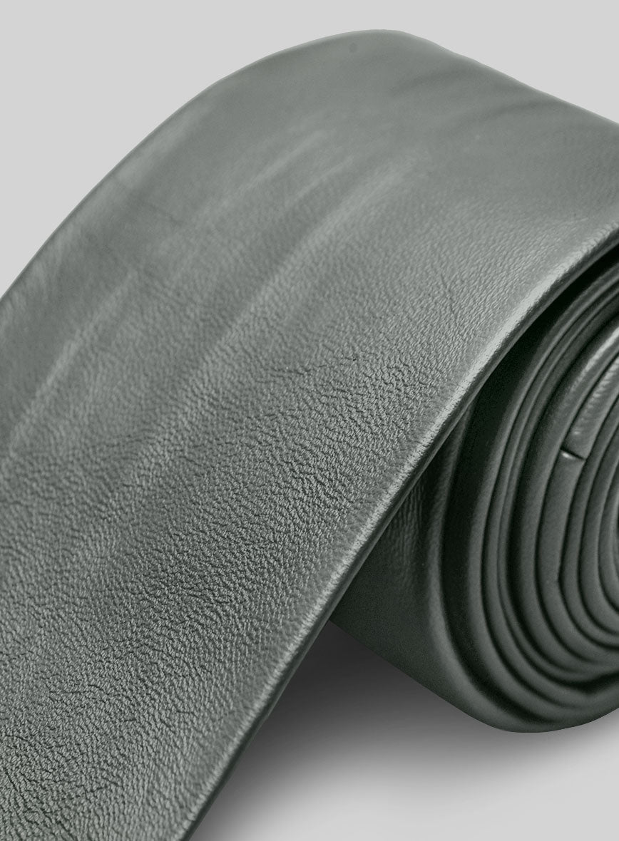 Metallic Lurex Gray Leather Tie