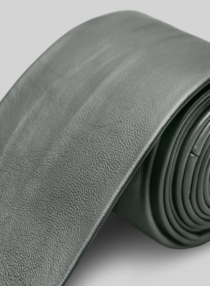Metallic Lurex Gray Leather Tie