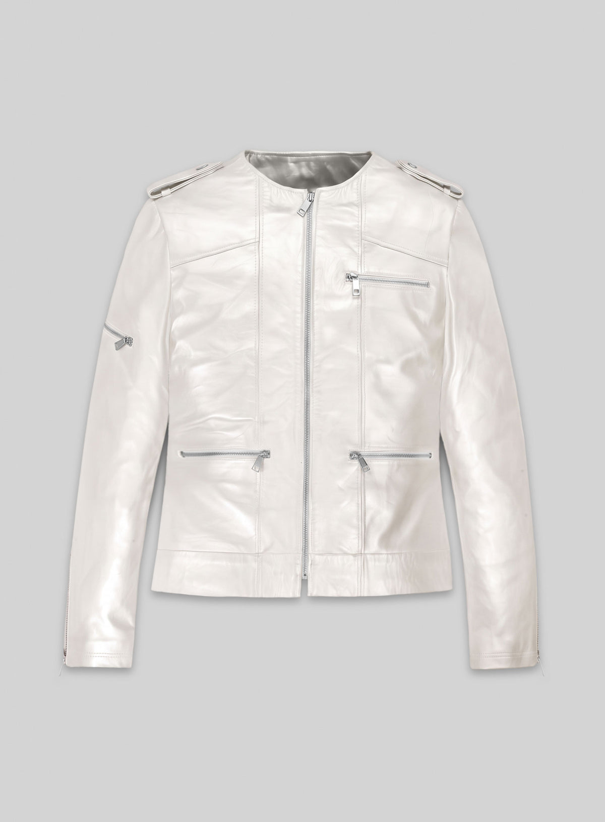 Metallic Pearl Bresha Webb Run the World Leather Jacket