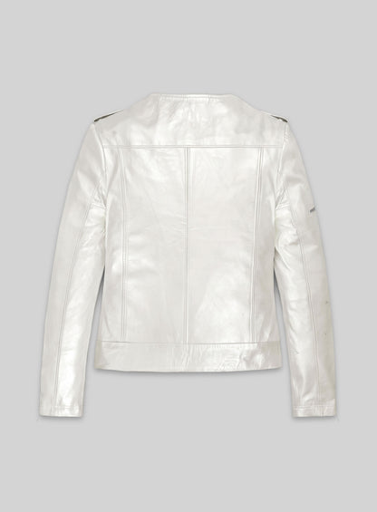 Metallic Pearl Bresha Webb Run the World Leather Jacket
