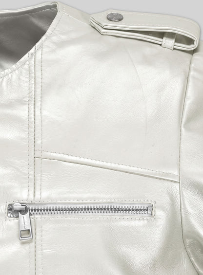 Metallic Pearl Bresha Webb Run the World Leather Jacket