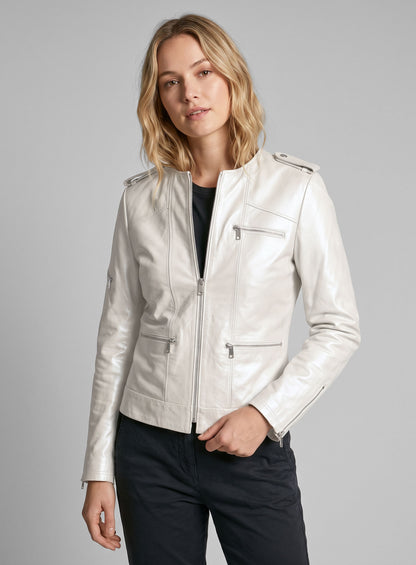 Metallic Pearl Bresha Webb Run the World Leather Jacket