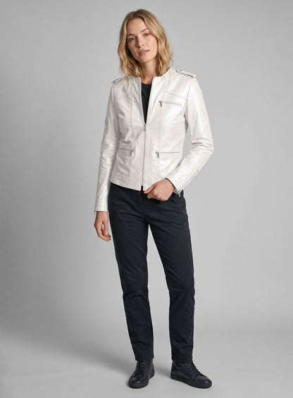 Metallic Pearl Bresha Webb Run the World Leather Jacket