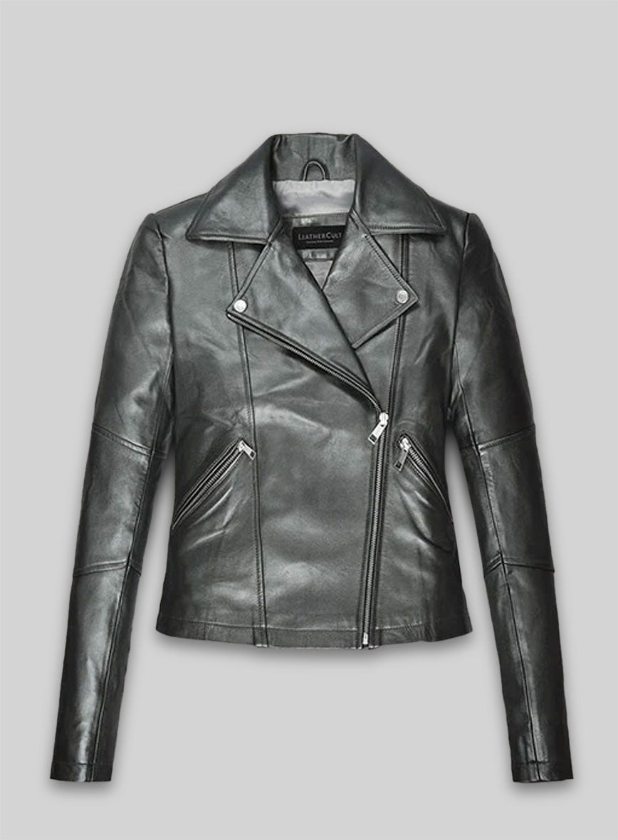 Metallic Gray Leather Jacket # 212