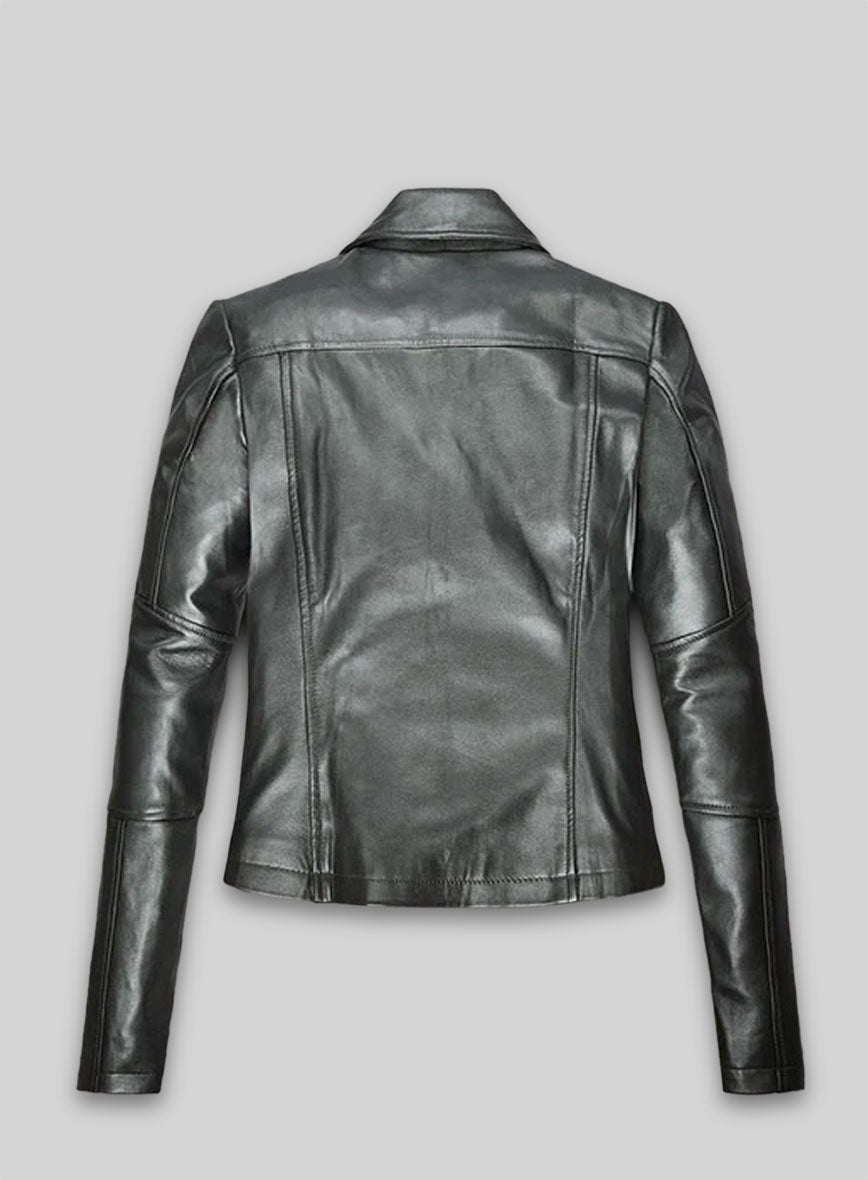 Metallic Gray Leather Jacket # 212