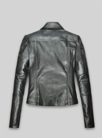 Metallic Gray Leather Jacket # 212