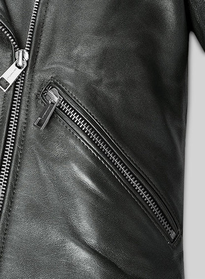 Metallic Gray Leather Jacket # 212