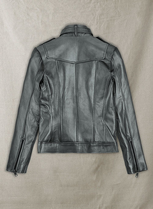 Metallic Lurex Gray Leather Jacket # 235 - LeatherCult