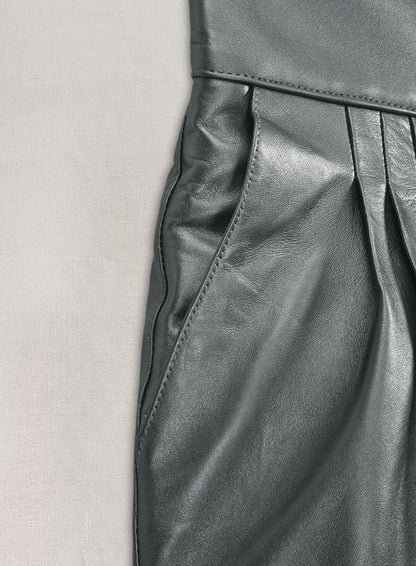 Metallic Lurex Gray Carey Mulligan Leather Pants - LeatherCult