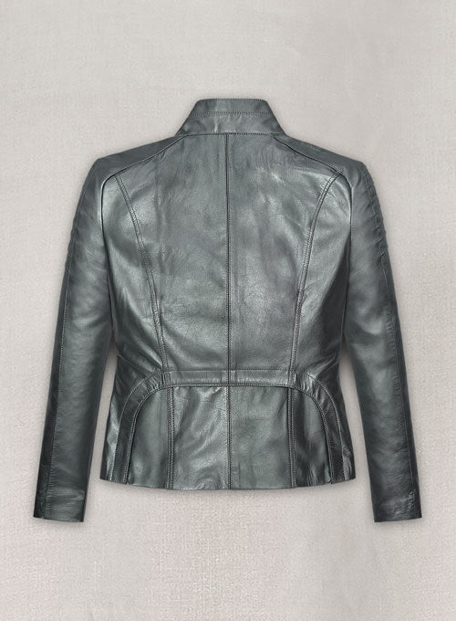 Metallic Lurex Gray Leather Jacket # 265 - LeatherCult