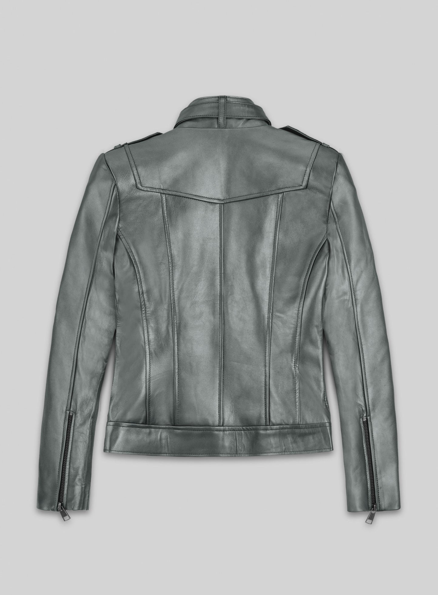 Metallic Lurex Gray Leather Jacket # 235