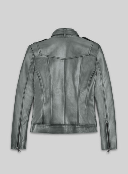 Metallic Lurex Gray Leather Jacket # 235