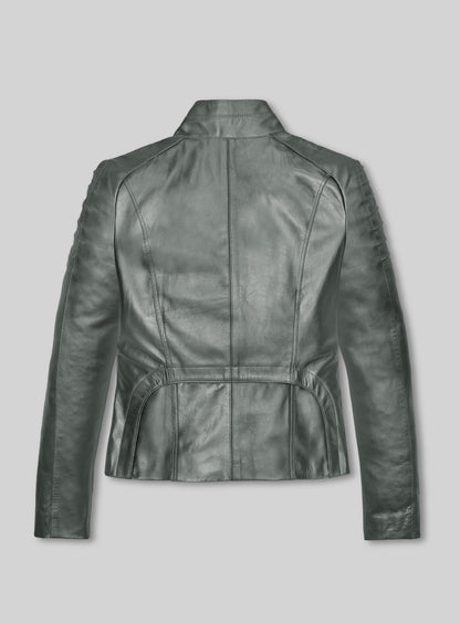 Metallic Lurex Gray Leather Jacket # 265