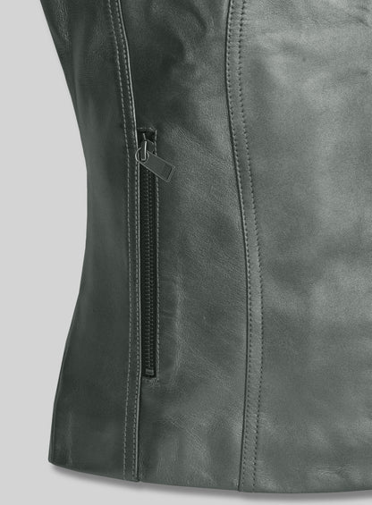 Metallic Lurex Gray Leather Jacket # 265