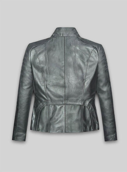 Metallic Lurex Gray Leather Jacket # 265