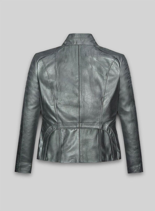 Metallic Lurex Gray Leather Jacket # 265