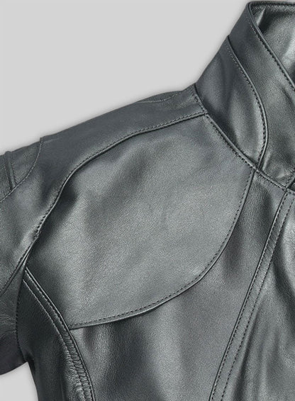 Metallic Lurex Gray Leather Jacket # 265