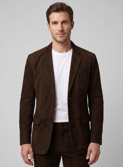 Mid Brown Suede Leather Suit