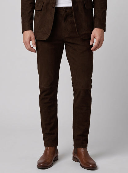 Mid Brown Suede Leather Suit