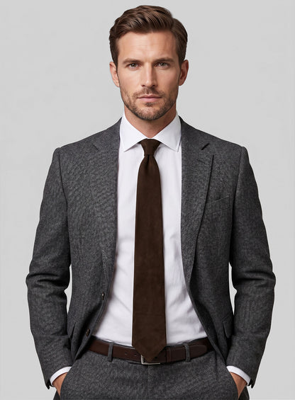 Mid Brown Suede Leather Tie