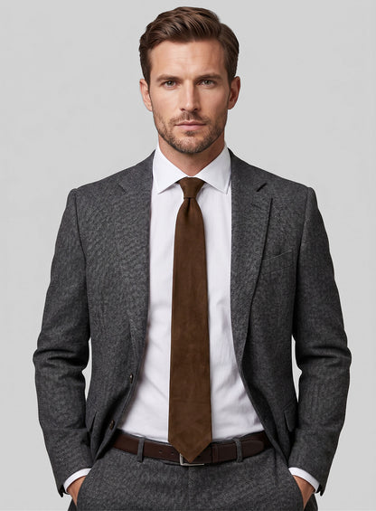 Mid Brown Suede Leather Tie