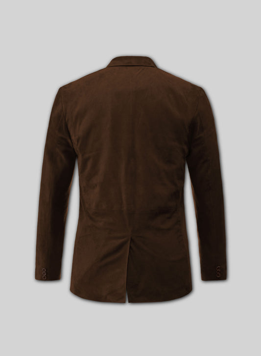 Soft Mid Brown Suede Leather Blazer