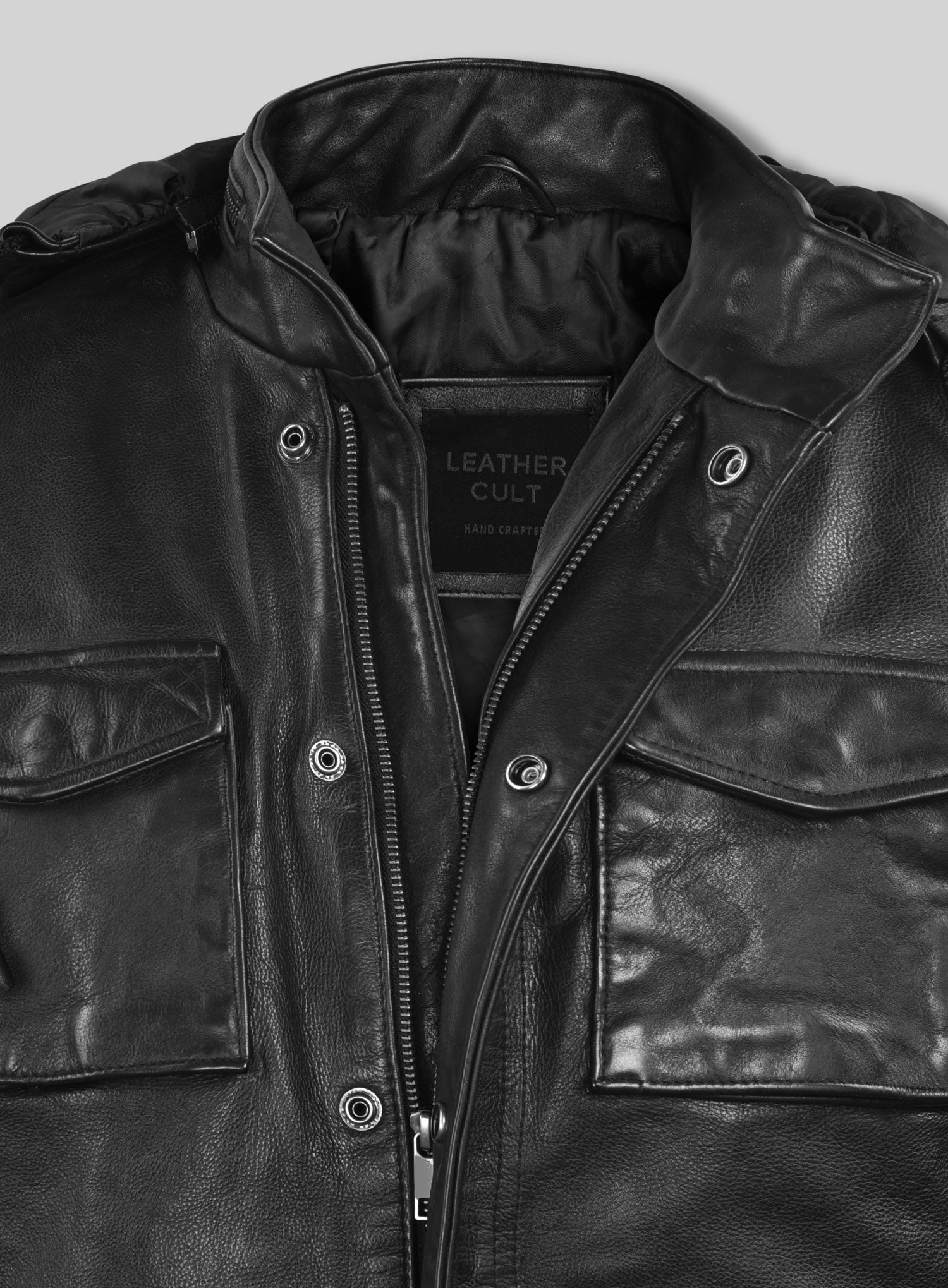 Black Military M-65 Hood Leather Jacket – LeatherCult