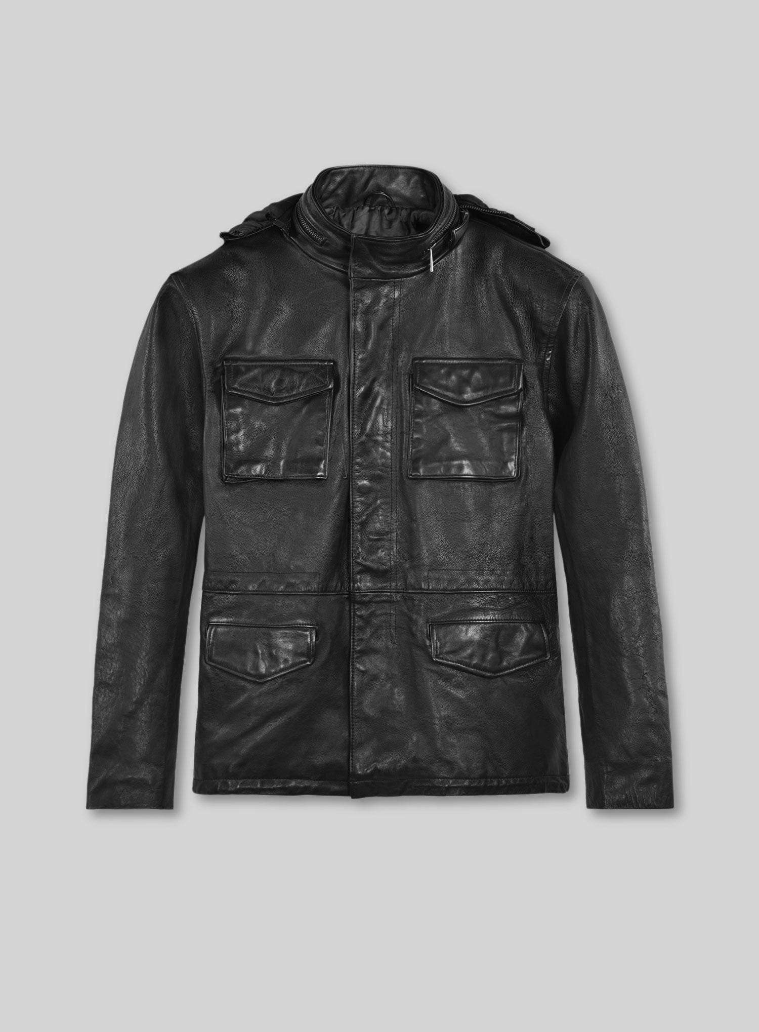 Black Military M-65 Hood Leather Jacket – LeatherCult