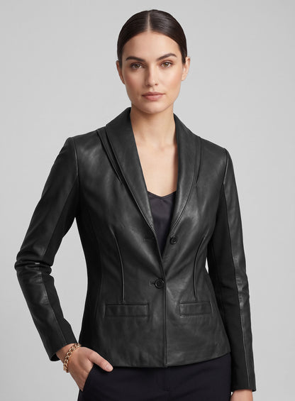 Modern Stretch Leather Blazer