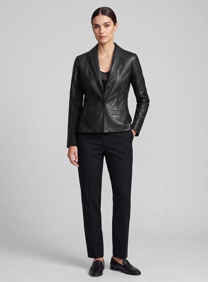 Modern Stretch Leather Blazer